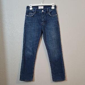 Current/Elliott Original Straight Dark Denim Jeans, High Rise, Womens 24